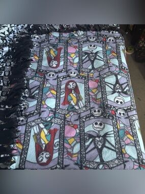 Disney Nightmare Before Christmas Skellington Handmade No Sew Knot Tie Blanket